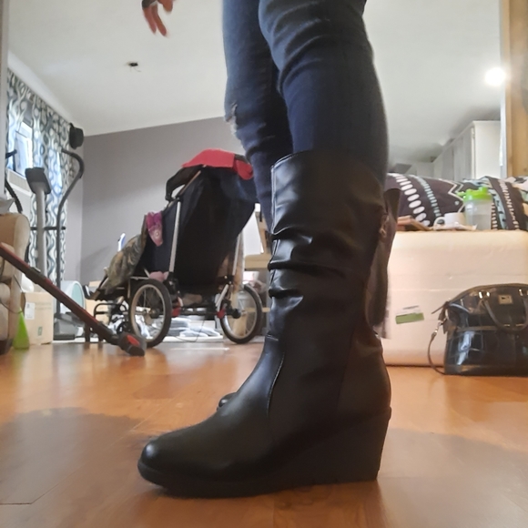 SOLD  Womens Retro wedge marshmellow pull-on calf boots - Picture 10 of 16